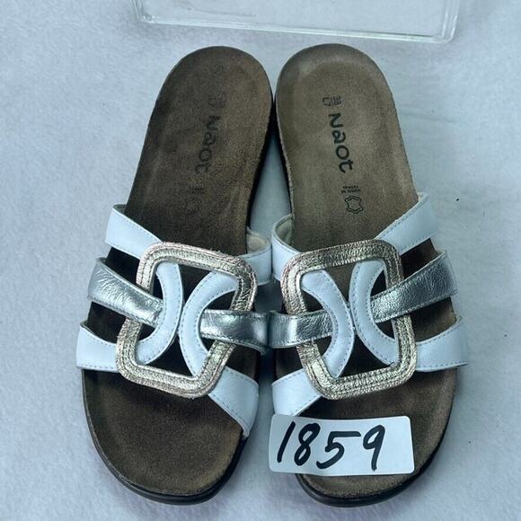 NAOT Liv Slide Sandals Women's Size 7 Slip-On Flats Multicolor Leather Metallic - Picture 11 of 12